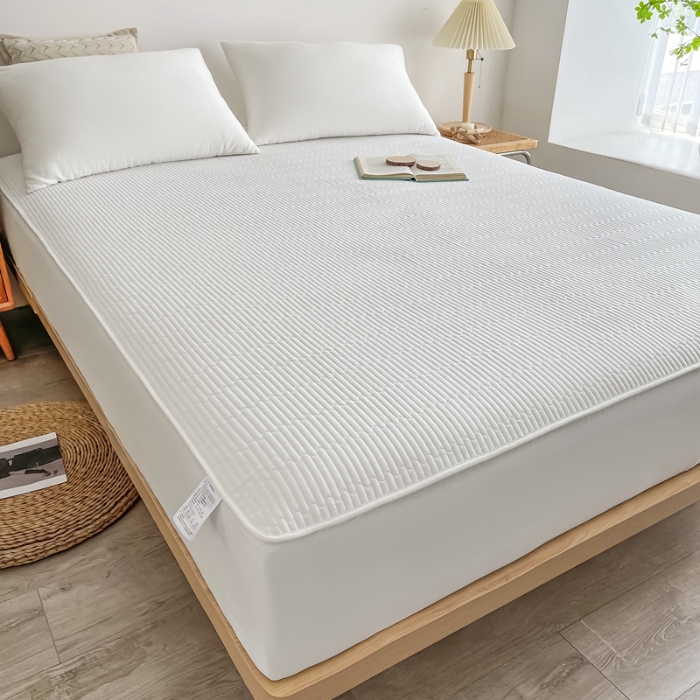 91家纺网 家纺一手货源 找家纺 13372全棉夹棉床笠 笠高32cm 白色