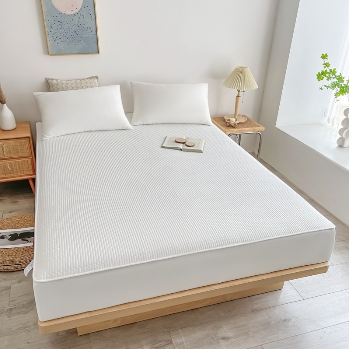 91家纺网 家纺一手货源 找家纺 13372全棉夹棉床笠 笠高32cm 白色