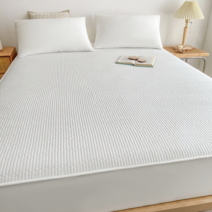 91家纺网 家纺一手货源 找家纺 13372全棉夹棉床笠 笠高32cm 白色