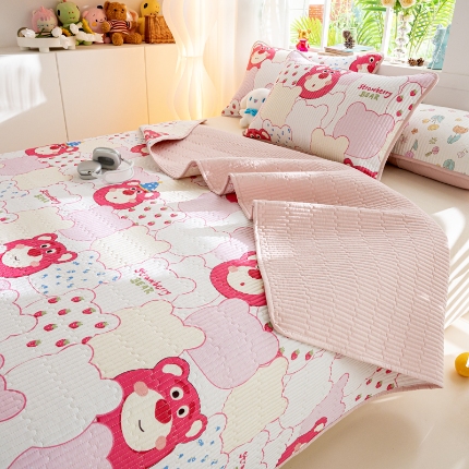 91家纺网 家纺一手货源 找家纺 （总）X猫先生床笠 2025新款全棉床盖床单小清新夹棉床盖炕盖套件跑量款（自然光场景）