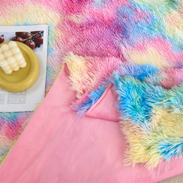 91家纺网 家纺一手货源 找家纺 （总）品尚嘉 水貂绒毛毯长毛绒法莱绒双层跨境外贸毯子-扎染系