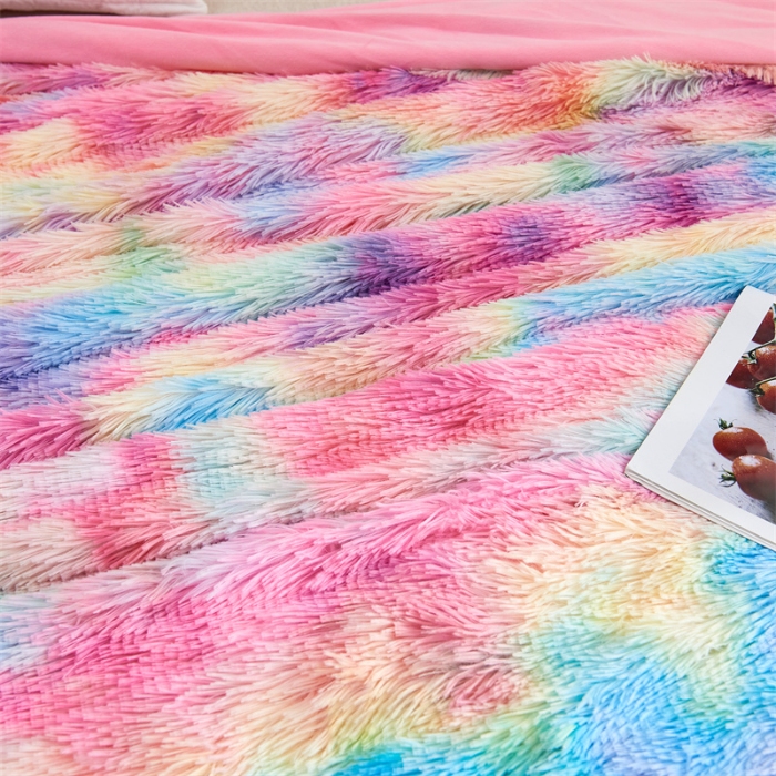 91家纺网 家纺一手货源 找家纺 （总）品尚嘉 水貂绒毛毯长毛绒法莱绒双层跨境外贸毯子-扎染系