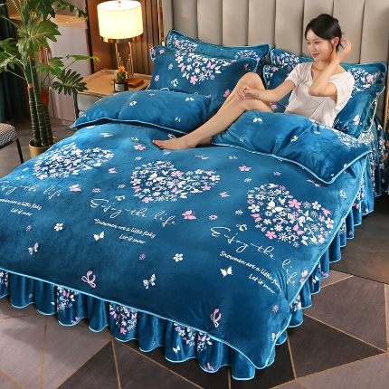 91家纺网 家纺一手货源 找家纺 （总）望淮 2025新款150g牛奶印花法莱绒水晶金貂绒四件套