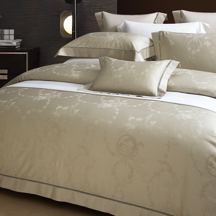 91家纺网 家纺一手货源 找家纺 【2024】100S100支全棉提花四件套长绒棉可定制直播爆款外贸 花朝