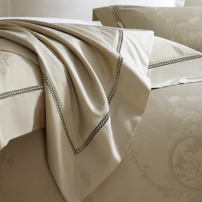 91家纺网 家纺一手货源 找家纺 【2024】100S100支全棉提花四件套长绒棉可定制直播爆款外贸 花朝