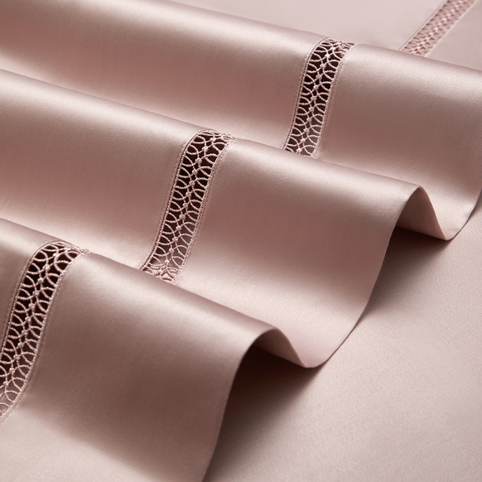 91家纺网 家纺一手货源 找家纺 【2024】140支140S全棉纯色四件套镂空款可选多件套可定制 豪庭豆沙