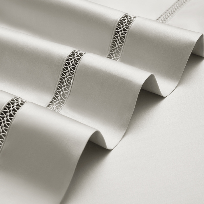 91家纺网 家纺一手货源 找家纺 【2024】140支140S全棉纯色四件套镂空款可选多件套可定制 豪庭亮银