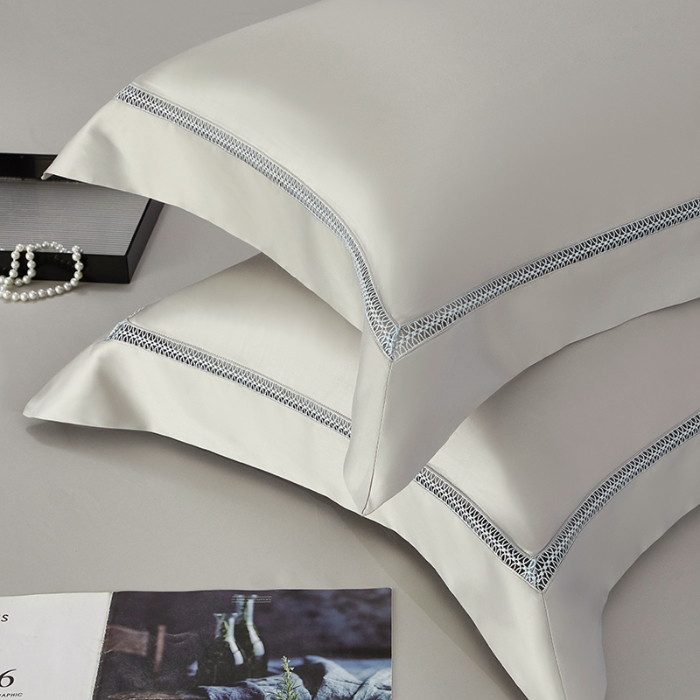 91家纺网 家纺一手货源 找家纺 【2024】140支140S全棉纯色四件套镂空款可选多件套可定制 豪庭亮银