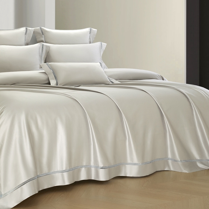 91家纺网 家纺一手货源 找家纺 【2024】140支140S全棉纯色四件套镂空款可选多件套可定制 豪庭亮银