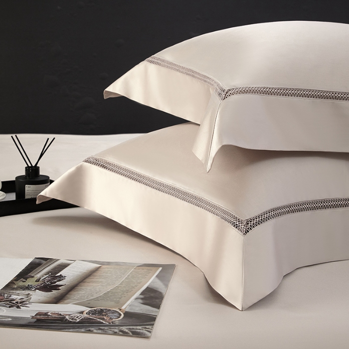 91家纺网 家纺一手货源 找家纺 【2024】140支140S全棉纯色四件套镂空款可选多件套可定制 豪庭米灰