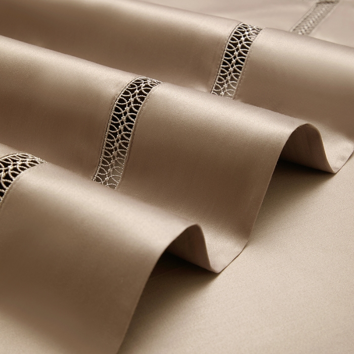 91家纺网 家纺一手货源 找家纺 【2024】140支140S全棉纯色四件套镂空款可选多件套可定制 豪庭摩卡