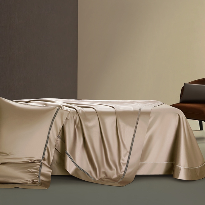 91家纺网 家纺一手货源 找家纺 【2024】140支140S全棉纯色四件套镂空款可选多件套可定制 豪庭摩卡