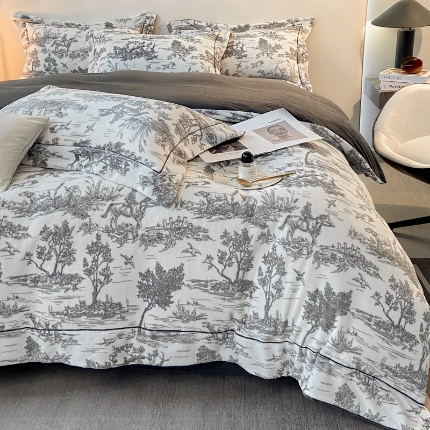 91家纺网 家纺一手货源 找家纺 （总）经年 2025年 新款高克重水墨画工艺款牛奶绒8.5斤四件套