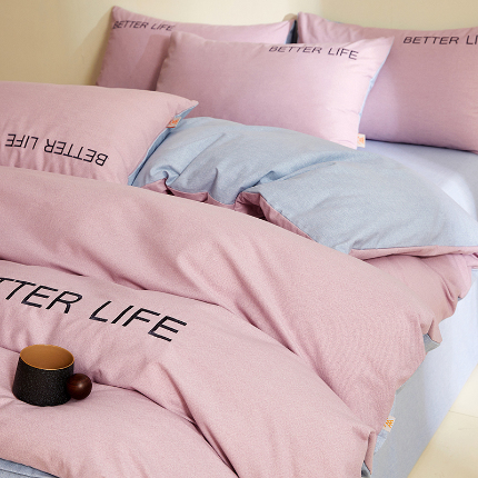 91家纺网 家纺一手货源 找家纺 七仙女家纺 2025新款全棉生态磨毛-前程似锦系列-四件套 香芋紫