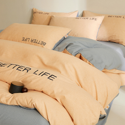 91家纺网 家纺一手货源 找家纺 七仙女家纺 2025新款全棉生态磨毛-前程似锦系列-四件套 茶棕色