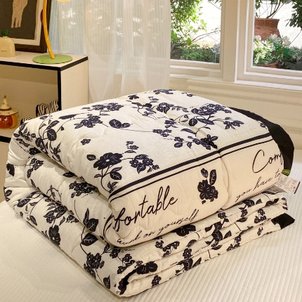 91家纺网 家纺一手货源 找家纺 （总）花伞家居 2024新款赫本黑花边磨毛水洗棉冬被