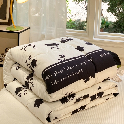 91家纺网 家纺一手货源 找家纺 （总）花伞家居 2024新款赫本黑花边磨毛水洗棉冬被