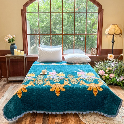 91家纺网 家纺一手货源 找家纺 （总）有品 2025年牛奶绒花边5D跑量款夹棉床盖