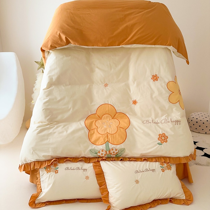 91家纺网 家纺一手货源 找家纺 （总）绒梦里 2025新款A类全棉水洗棉贴布绣韩版花边四件套公主风床上用品套件