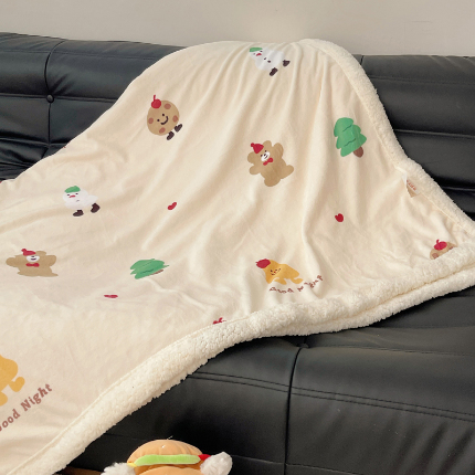 91家纺网 家纺一手货源 找家纺 顾里 2024新款韩系牛奶羊羔绒毯 圣诞小熊
