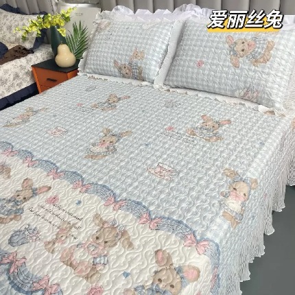 91家纺网 家纺一手货源 找家纺 纯棉被罩双人2*2.3米 单件双人被套小仙女韩版加厚花边全棉被套