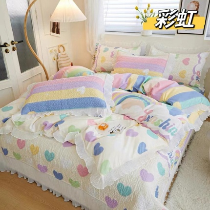 91家纺网 家纺一手货源 找家纺 纯棉被罩双人2*2.3米 单件双人被套小仙女韩版加厚花边全棉被套