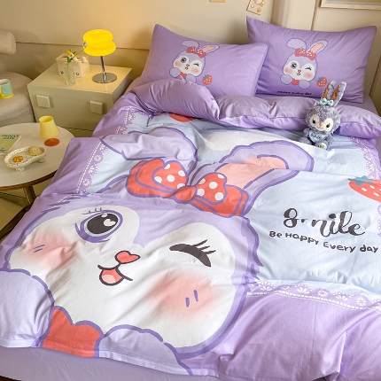 91家纺网 家纺一手货源 找家纺 （总）经年 2025新款 40S-13372大版全棉卡通四件套-甜美兔