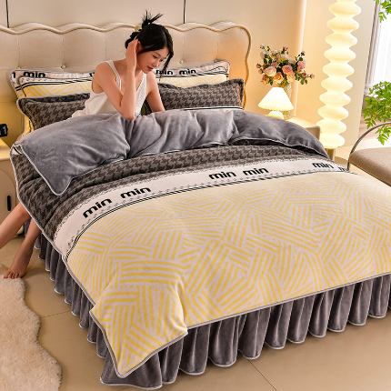 梦莱情纺2024新款8.5斤牛奶绒四件套日产12000套 摩卡