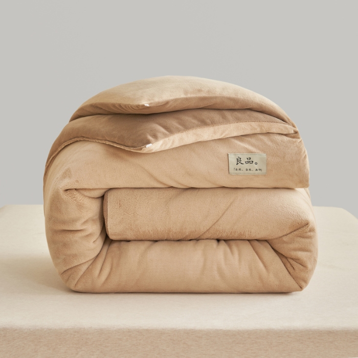 91家纺网 家纺一手货源 找家纺 （总）2024新款双面牛奶绒德绒拼色冬被四件套