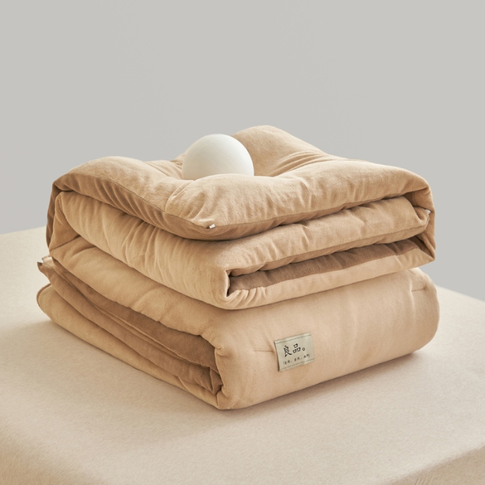 91家纺网 家纺一手货源 找家纺 （总）2024新款双面牛奶绒德绒拼色冬被四件套