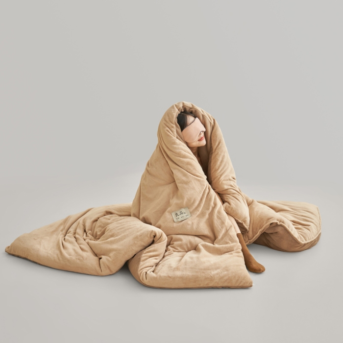 91家纺网 家纺一手货源 找家纺 （总）2024新款双面牛奶绒德绒拼色冬被四件套