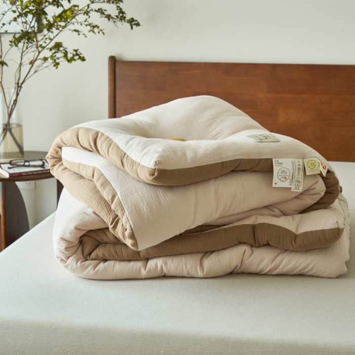 91家纺网 家纺一手货源 找家纺 （总）子由 2024新款双层皱皱纱大豆纤维冬被被子被芯