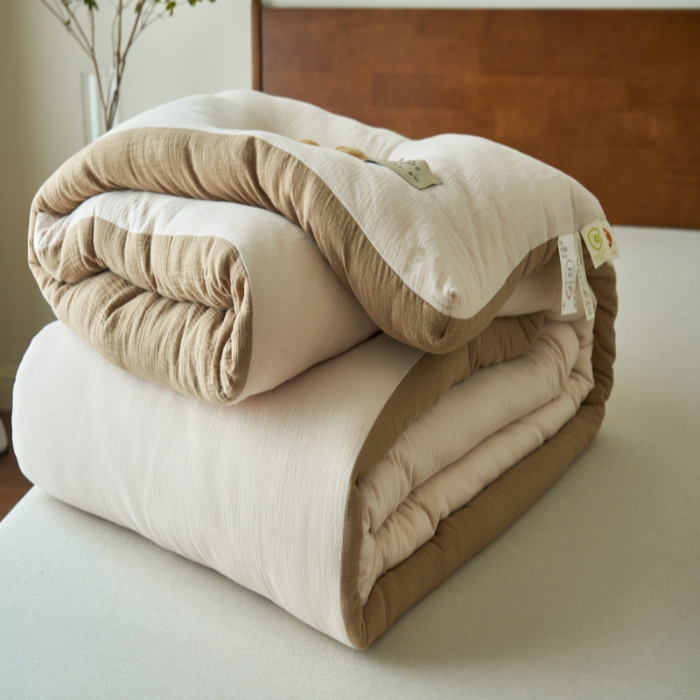 91家纺网 家纺一手货源 找家纺 （总）子由 2024新款双层皱皱纱大豆纤维冬被被子被芯