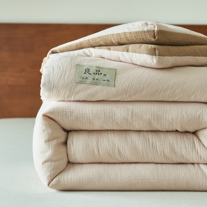 91家纺网 家纺一手货源 找家纺 （总）子由 2024新款双层皱皱纱大豆纤维冬被被子被芯