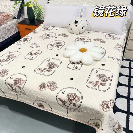 91家纺网 家纺一手货源 找家纺 牛奶绒床盖2×2.3米 单件夹棉加绒床盖双人床宝宝绒床盖秋冬床单