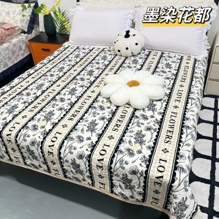 91家纺网 家纺一手货源 找家纺 牛奶绒床盖2×2.3米 单件夹棉加绒床盖双人床宝宝绒床盖秋冬床单