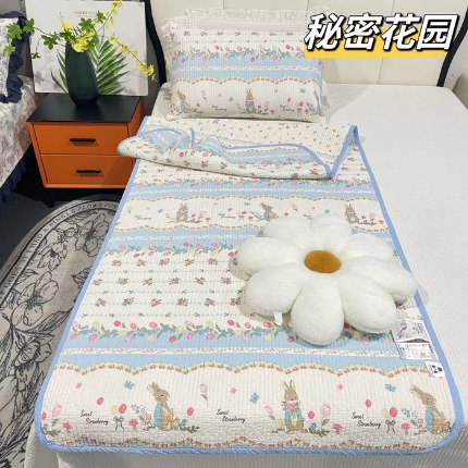 91家纺网 家纺一手货源 找家纺 （总）90双面纯棉学生床盖夹棉花上下铺宿舍床单