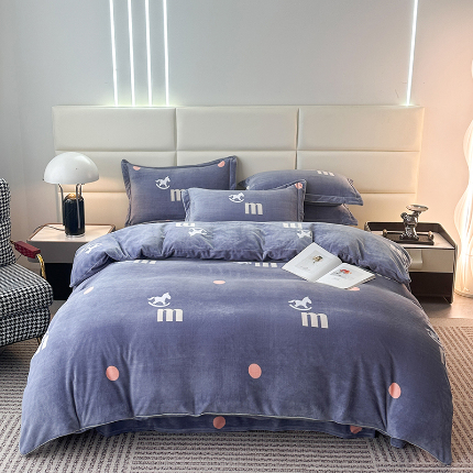 91家纺网 家纺一手货源 找家纺 （总）尚品凤凰2025新款高克重印花牛奶绒四件套-工艺款