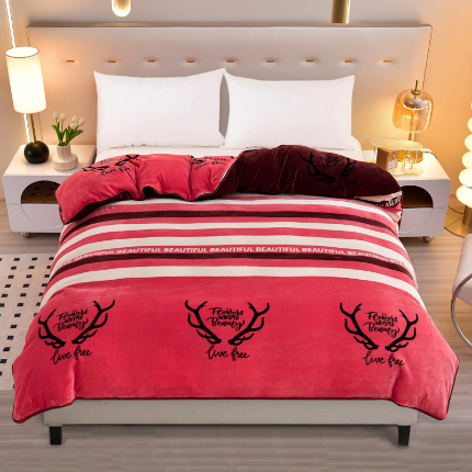 91家纺网 家纺一手货源 找家纺 绒品荟家纺 2025新款加厚牛奶绒单被套金貂绒法莱绒冬季法兰绒高克重被罩 一路有你