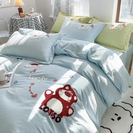 91家纺网 家纺一手货源 找家纺 2025新款直播爆款全新全棉毛巾绣四件套