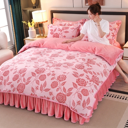 91家纺网 家纺一手货源 找家纺 （总）莱凯家纺 2025新款牛奶绒四件套保暖加厚金貂绒套件