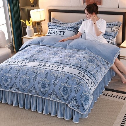 91家纺网 家纺一手货源 找家纺 （总）莱凯家纺 2025新款牛奶绒四件套保暖加厚金貂绒套件