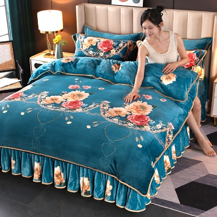 91家纺网 家纺一手货源 找家纺 （总）莱凯家纺 2025新款牛奶绒四件套保暖加厚金貂绒套件