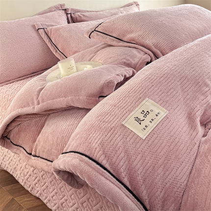 91家纺网 家纺一手货源 找家纺 （总）欧邦 新款提花针织绒牛奶绒单被套夹棉床盖三件套四件套