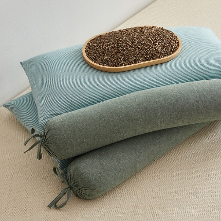 91家纺网 家纺一手货源 找家纺 （总）乐可 2024新款全棉条纹荞麦组合牵引枕 枕头枕芯