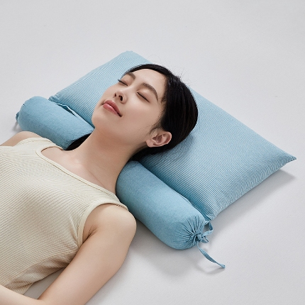 91家纺网 家纺一手货源 找家纺 （总）乐可 2024新款全棉条纹荞麦组合牵引枕 枕头枕芯