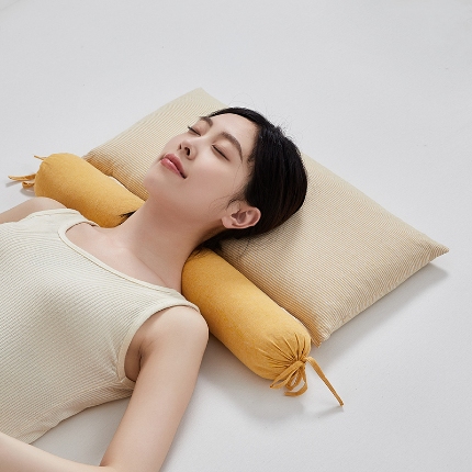 91家纺网 家纺一手货源 找家纺 （总）乐可 2024新款全棉条纹荞麦组合牵引枕 枕头枕芯