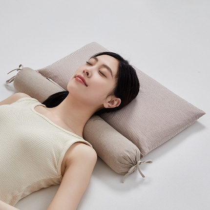 91家纺网 家纺一手货源 找家纺 （总）乐可 2024新款全棉条纹荞麦组合牵引枕 枕头枕芯