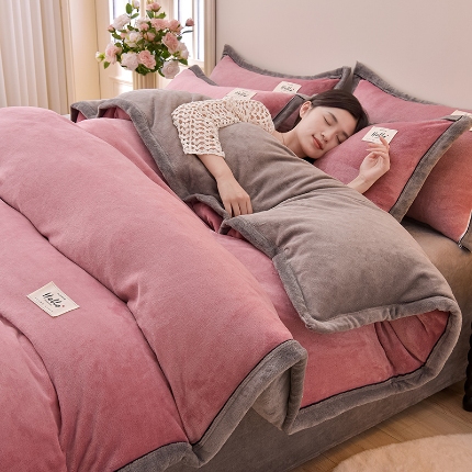 91家纺网 家纺一手货源 找家纺 （总）加厚牛奶绒四件套珊瑚绒被套罩床笠床单双人法兰绒加绒床上用品
