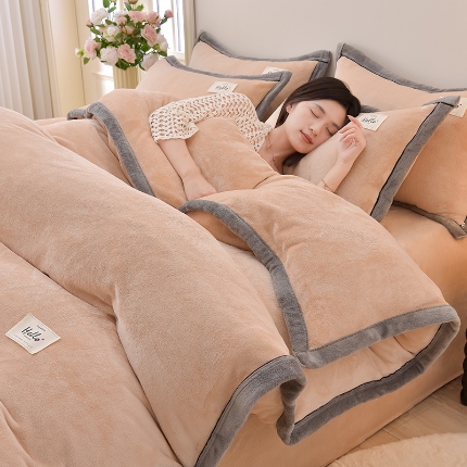 91家纺网 家纺一手货源 找家纺 （总）加厚牛奶绒四件套珊瑚绒被套罩床笠床单双人法兰绒加绒床上用品